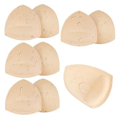 SERMICLE Waterproof Swimsuit Bra Pad Inserts 4 Pairs, Push up Bra Pads Sewn Padded for Bikini Sports Bra A/B or C/D,D/E Cup (Waterproof Beige, A/B Cup)