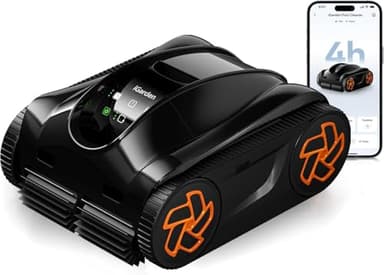 iGarden Pool Cleaner Robot, 4H Cordless Robotic Pool Vacuum for Inground & Above Ground Pools, Smart Navigation & AI Timer for Floor, Walls & Waterline Cleaning, APP Control, Auto-Parking, Black