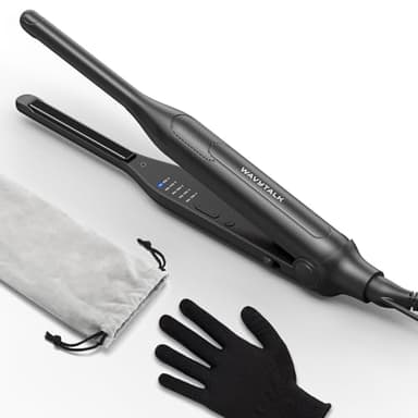 Wavytalk Pencil Flat Iron, 3/10" Small Iron for Short Hair, Pixie Cut and Bangs, Tiny Beard Straightener with Dual Voltage & Adjustable Temp, Mini Hair Edges Heating Up in 15s