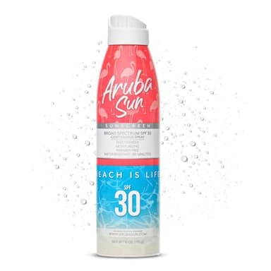 Aruba Sun SPF 30 Sunscreen Spray 6oz - Reef Act Compliant no 67 Octinoxate & Oxybenzone Free - Sun Screen Broad Spectrum UVA/UVB - Sunscreen Waterproof and Non-Greasy
