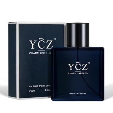 Ycz Charm Unfolds Marine Perfume for Men, 1.7 oz. Long Lasting Eau De Parfum Cologne For Men, Oriental Woody Fragrance - Ideal Special Occasions, Making it the Ideal gentlemen’s Gift
