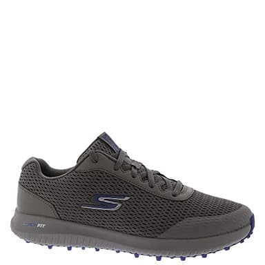 Skechers Men's Elite 5 Range Relaxed Fit Waterproof Spikeless Golf Shoe, Charcoal/Navy, 10.5