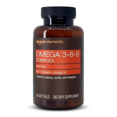 Amazon Elements - Revly Omega 3-6-9, Complex of Fish, Flaxseed and Borage Oil - EPA & DHA Omega-3 fatty acids - 60 Softgels, 2 Month Supply