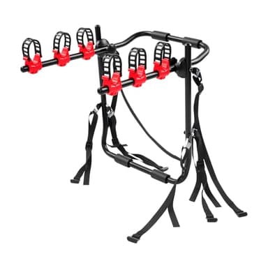 3-Bike Trunk Rack with Fix Strap Trunk Mount Bicycle Rack, Bike Holder Compatible with Most Sedans Hatchbacks Minivans and SUVs