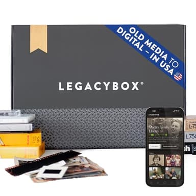 Legacybox 3 Items | Transfer Old Media to Digital | VHS to Digital Converter | Photo Scanner, Slides and Negatives | Camcorder Tapes, Film Reels, Audio Cassettes | Cloud, USB, or DVD