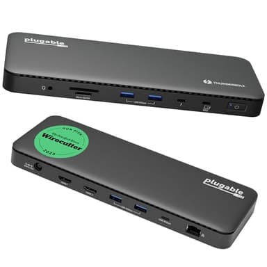 Plugable Thunderbolt 4 Dock with 100W Charging, Thunderbolt Certified, Laptop Docking Station Dual Monitor Single 8K or Dual 4K HDMI for Windows and Mac, 4X USB, Gigabit Ethernet (TBT4-UD5)