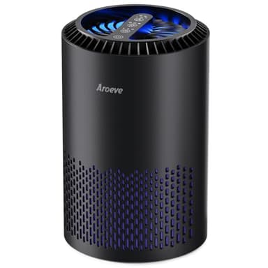 AROEVE Air Purifiers for Bedroom Home, Air Purifier For Smoke Pollen Dander Hair Smell Air Cleaner with Sleep Mode Speed Control For Bedroom Office, MK01- Black(Available for California)