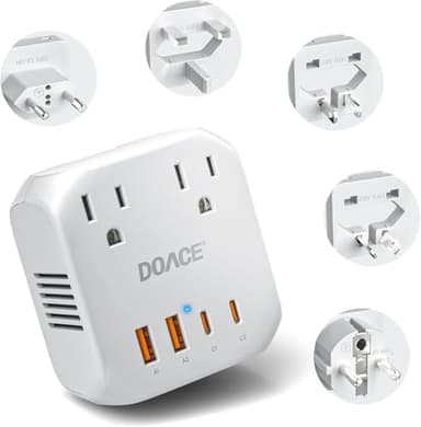 DOACE 2000W 220V to 110V Converter for European Travel for Hair Dryers, Voltage Converter US to Europe with Fast Charging Power Converter Adapter Combo with 4 USB Ports Step Down Transformer