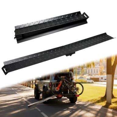 Heavy Duty Folding Bike Rack Ramp, Anti-Slip Bike Rack Loading Ramp, Carbon Steel Structure for Pickup TrucksTrailers, Ebikes/Mountain Bikes/Fat Tire Bikes/Light Motorcycles (400LBS)