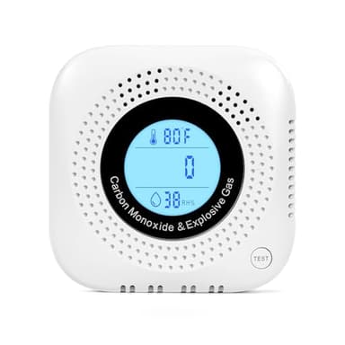 Daffypop Plug-in Carbon Monoxide & Natural Gas Leak Detector, 4-in-1 CO, Methane, Propane Alarm with Temperature & Humidity Monitor for Home, Kitchen, RV, Hotel, Travel – White