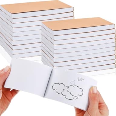 Seajan 50 Pcs Blank Flip Books Bulk 4.5 x 2.5 Inch Flip Book Paper Animation Flipbook Mini Sketch Pad Kit for Students Drawing Sketching Cartoon (Brown)
