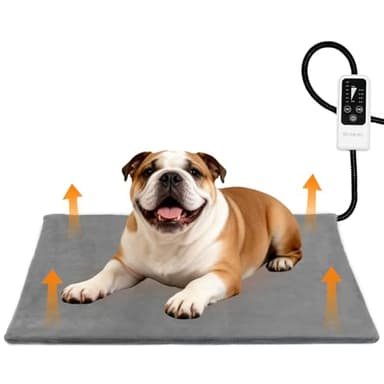 BECEMURU Pet Heating Pad for Dogs & Cats, 30"x18" Waterproof Heated Bed with 6-Temp & Timer, Chew-Resistant Cord Electric Warm Bed for Senior Pets, Soothing Pain Relief for Arthritis