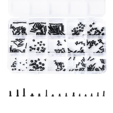 QTEATAK 300Pcs Black Laptop Notebook Computer Replacement Screws Kit for Lenovo Toshiba Gateway Samsung HP IBM Dell Sony Acer Asus SSD Hard Disk SATA