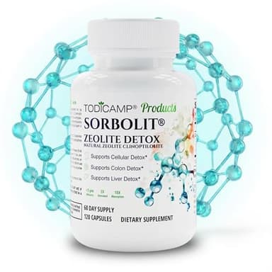 TODICAMP Zeolite Detox Sorbolit - Zeolite Clinoptilolite Supplement for Full Body Detox - Zeolite Capsules for Gut Cleanse, Zeolite Binder Cellular and Liver Detox