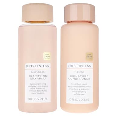 Kristin Ess Deep Clean Clarifying Shampoo and Conditioner Set for Oily & Dry Damaged Hair & Build Up - Moisturizes, Smooths, Detangles + Softens Hair - Sulfate Free, Color + Keratin Safe - 10oz