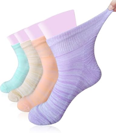 Diabetic Non Binding Ankle Socks Women for Lymphedema Sensitive Foot Wide Loose Fit 4 Pairs Size 9-11