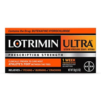 Lotrimin Ultra 1 Week Athlete's Foot Treatment, Prescription Strength Butenafine Hydrochloride 1%, Cures Most Athlete’s Foot Between Toes, Cream, 1.1 Oz