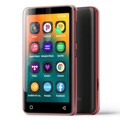 MP3 Player with Bluetooth and WiFi,MP3 Player with Spotify,Spotify Kids,Audible,Pandora,Amazon Music,4" Music Player MP4 Up to 1TB(80GB,Red_Black)