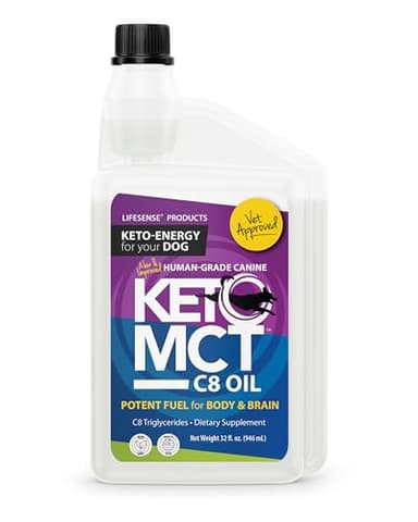 LifeSense C8 MCT Oil for Dogs | Sourced from Coconut Oil | Dog Optimal Fuel for The Brain and Body | Human Grade | Non-GMO| Keto-Friendly, Made in USA by PhD Nutrition, 32 oz