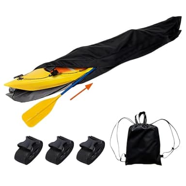 letsinstyle 10 FT Full Wrap Kayak Cover, 420D Oxford Cloth Canoe Storage Bag, Waterproof Outdoor Boat Protector for Outdoor Kayak Canoe Paddle Board Boat Accessories