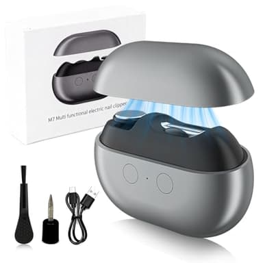 Electric Nail Clipper, Electric Nail Clippers for Seniors & Adults, Baby Automatic Nail Clipper with LED Light & Nail Scraps Storage, 3-in-1 Electric Nail Trimmer for Toenails & Fingernails (Grey)