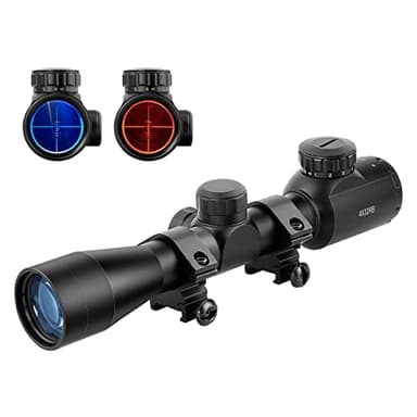 Beileshi 4x32 Scope, Red Blue Illuminated Scopes, Archery Accessory with 20mm Mounts