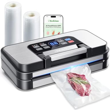 95Kpa Powerful Precision Pro Vacuum Sealer, with Double Heat Seal & Double Pump, Easy-Lock Handle, 10-in-1 Vacuum Sealer Machine for Food with Bags Storage, Built-in Cutter, Stainless Steel
