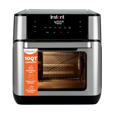 Instant Pot 10QT Air Fryer, 7-in-1 Functions with EvenCrisp Technology that Crisps, Broils, Bakes, Roasts, Dehydrates, Reheats & Rotisseries, Includes over 100 In-App Recipes, Stainless Steel