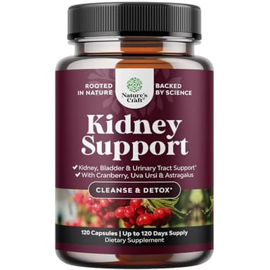 Advanced Kidney Support Supplement - Kidney Cleanse Detox & Repair Cranberry Extract Capsules with Uva Ursi, Stinging Nettle & Astragalus for Kidney health - Urinary Tract Health - 120 Caps