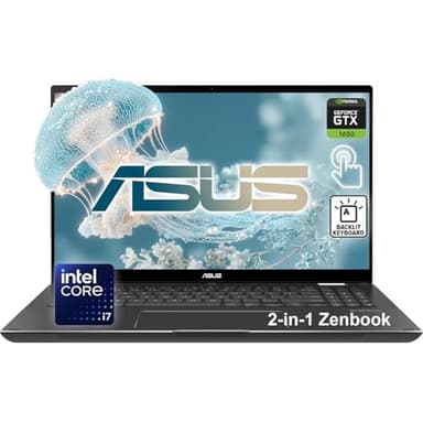 ASUS Zenbook 360° Flip 2-in-1 15.6" FHD Touchscreen Laptop | AI Enhanced Intel Core i7 Processor | NVIDIA GeForce GTX 1650 | 16GB DDR4 | 256GB PCIe SSD | Backlit Keyboard with Numeric Keypad