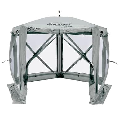 CLAM Pop Up Screen Tent, Outdoor Camping Gazebo Canopy, Adventure with Wind Panels, 9' x 9', Gray