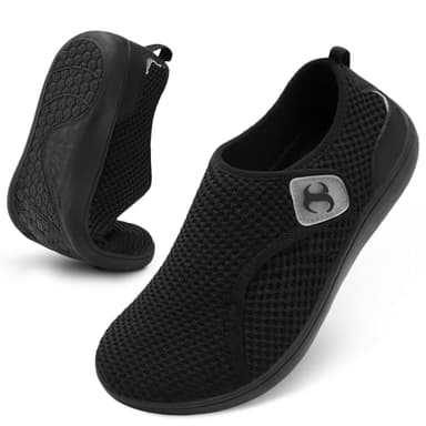 Diabetic Shoes for Men Comfortable Wide Width Walking Shoes Elderly Neuropathy Swollen Feet Orthopedic Recovery Shoe Breathable Barefoot Non Slip Men's Adjustable Indoor Outdoor Shoes Size 9.5