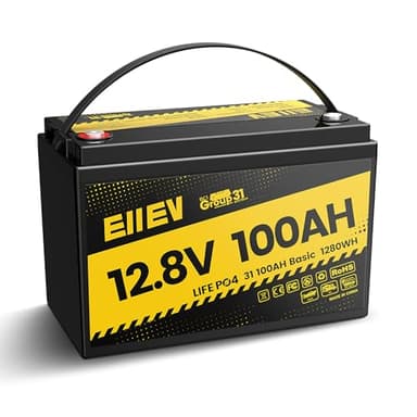 12V 100Ah Lithium Battery,LiFePO4 Battery Built-in 100A BMS Protect,Group 31 Deep Cycle Portable Power,Lithium Iron Phosphate Battery for Trolling Motors,Yacht, Marine,RV, Home Energy (1 Pack-100Ah)