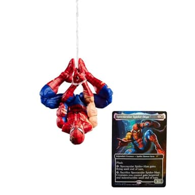 Marvel Legends Series Magic: The Gathering Battle-Damaged Spider-Man, 6-Inch Action Figure Toy & Exclusive Foil Collectible Card Game Trading Card