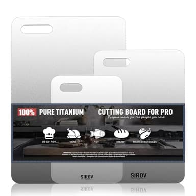 Titanium Cutting Board, 100% Pure Titanium Cutting Boards For Kitchen, Best Non Toxic chopping board, Dishwasher safe, Hygiene and Durability for Meat, Fruit, and Vegetables (Set of 3)