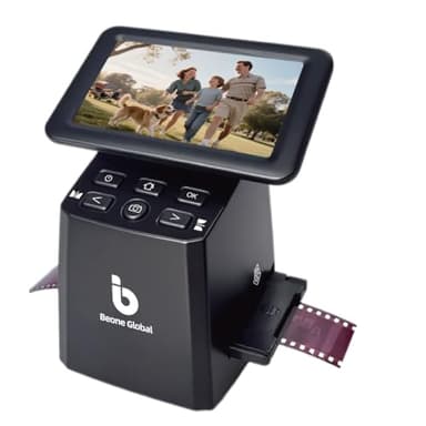BEONEGLOBAL ClearScan S5 Film Scanner High-Resolution Film&Slide Scanner with 5” LCD – Convert 135, 126, 110 Super8 Negatives and Slides to 24MP Digital JPEG Photos Quickly