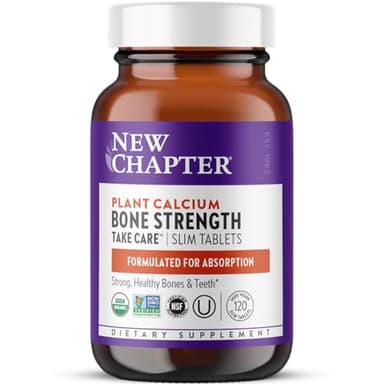 New Chapter Calcium Supplement - Bone Strength Plant-Based USDA Organic Calcium with Magnesium, Vitamin D3+K2, for Bone Health & Joint Mobility, Heart Support, 905 mg dose - 120 Slim Tablets