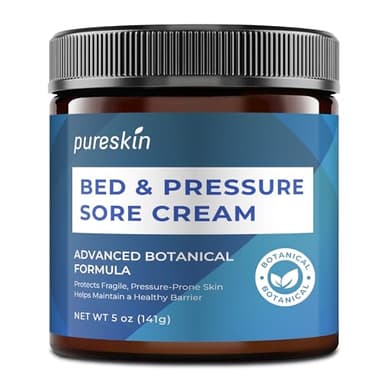pureskin Bed Sore Cream Fast-Healing: Pressure Sore Treatment for Elderly, Bedridden & Wheelchair Users – Natural Soothing Formula for Sensitive Skin – Large 5 oz Size