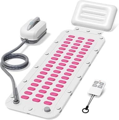 Flgocexs Bubble Bath Mat,Full Body Waterproof Spa Mat for Bathtub, 6-Speed Bubbles, Remote Control & Non-Slip Suction Cups for Home Relaxation Pink+White