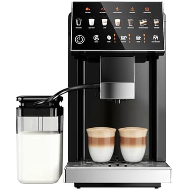 Automatic Espresso Machine, 20 Bar Coffee Maker with Grinder Built in Milk Frother, 15-Grind Settings Fully Automatic Espresso Machine with Touch Screen, Auto Self-Cleaning for Cappuccino & Latte