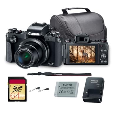 Canon PowerShot G1 X Mark III Digital Camera | 24.2MP APS-C Sensor, Dual Pixel AF & 3X Zoom | Compact Camera for Travel & Everyday Photography (2208C001) + 64GB Card + Shoulder Bag