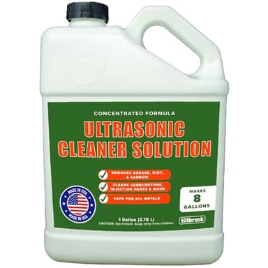 Tillbrook Ultrasonic Cleaner Solution - Makes 8 Gallons Concentrated Ultrasonic Carburetor Cleaner - 128 oz Cleaning Solution for Automotive Parts - Safe for All Metals - Removes Grease & Dirt