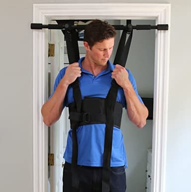 Sit and Decompress Back Stretcher 3 Minutes A Day Lumbar Traction Spinal Decompression - Inversion Table Alternative (Medium Harness No Bar)