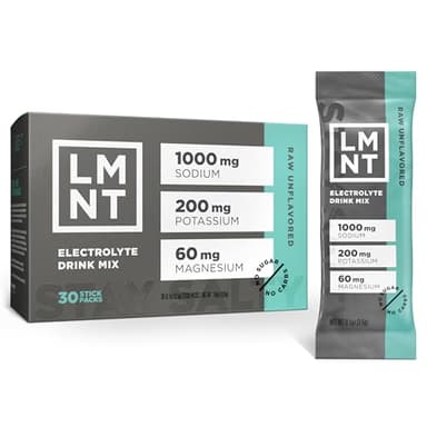 LMNT Zero Sugar Electrolytes - Raw Unflavored Salt | Drink Mix | 30-Count
