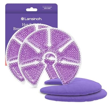 Lansinoh Breast Therapy Packs, Hot and Cold Breast-Pads with 2 Soft Covers, Postpartum Essentials for Nipple Pain Relief, Mastitis, Engorgement, Support for Breastfeeding, Pumping Aid, 2 Pack