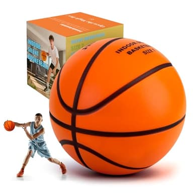 Silent Basketball Size 7 (29.5"), Indoor Quiet Foam Basketball Airless for Dribbling & Indoor Training, Soft Soundless Basketball for Restore Without Deformation, Real Feel Higher Bounce Quieter