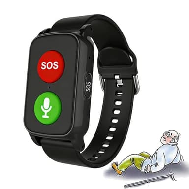 SLXYYYHW Senior Smart Watch with Fall Detection, Fall Alert Devices GPS Tracker, IP67 Water-Proof, 600mAh Battery Capacity & 5-15 Meters Positioning Accuracy for Patients and Elderly Black
