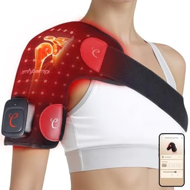 Comfytemp Cordless Red Light Therapy for Shoulder, 94 LEDs Wearable Near Infrared Light Wrap, 3D Portable Heated Shoulder Pad for Joint, Valentines Day Gifts for Her Him (No Massage,One Size)