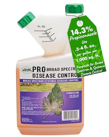Liquid Harvest Broad Spectrum Disease Control – 32 Ounces - 14.3% Propiconazole Fungicide for Turf, Ornamentals & Plants – Effective Against Powdery Mildew, Rust, Leaf Spot & More for Healthier Plants