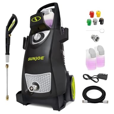 Sun Joe Electric Pressure Power Washer, Heavy-Duty 2500 Max PSI (2030 PSI PWMA Rated), Cleaning Machine for Patios, Decks, & Sidewalks, Safety First GFCI Power Cord, w/Dual Soap Tanks, SPX3000